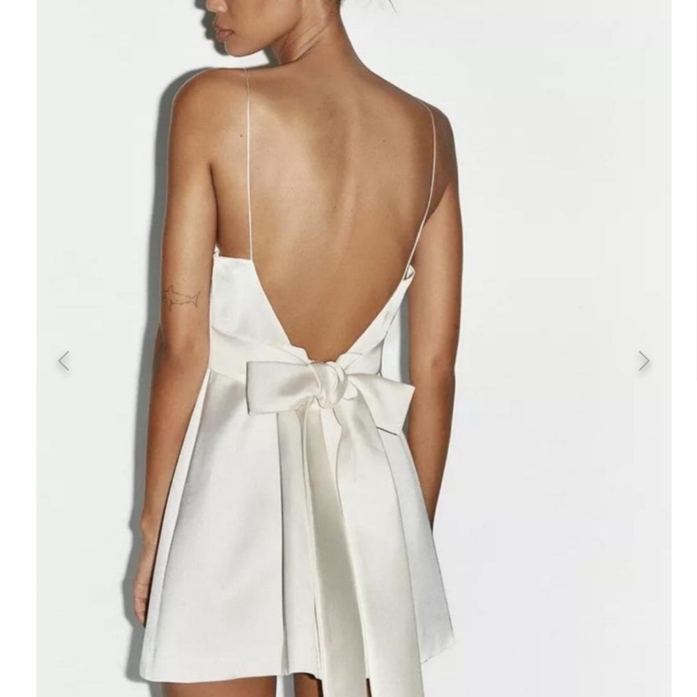 NWT Zara 3157/371/251 Satin Bow Back Mini Dress S